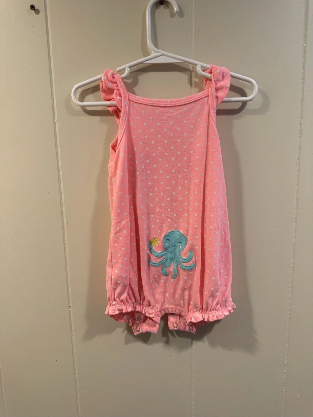 Carter's Coral Pink Polka Dot Tank Romper